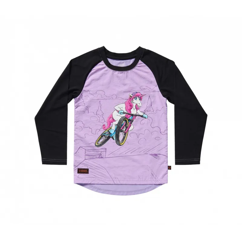 Kids Ride Shotgun Unicorn Windproof Kids Jersey in Pink/Black