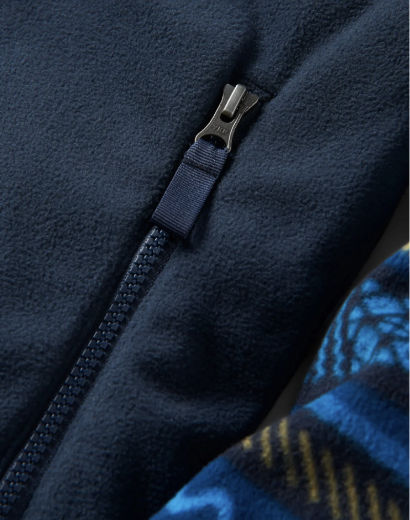Passenger Set Off Recycled Polar 1/4 Zip Fleece - Patchwork Stripe Tidal Blue/Deep Navy-1