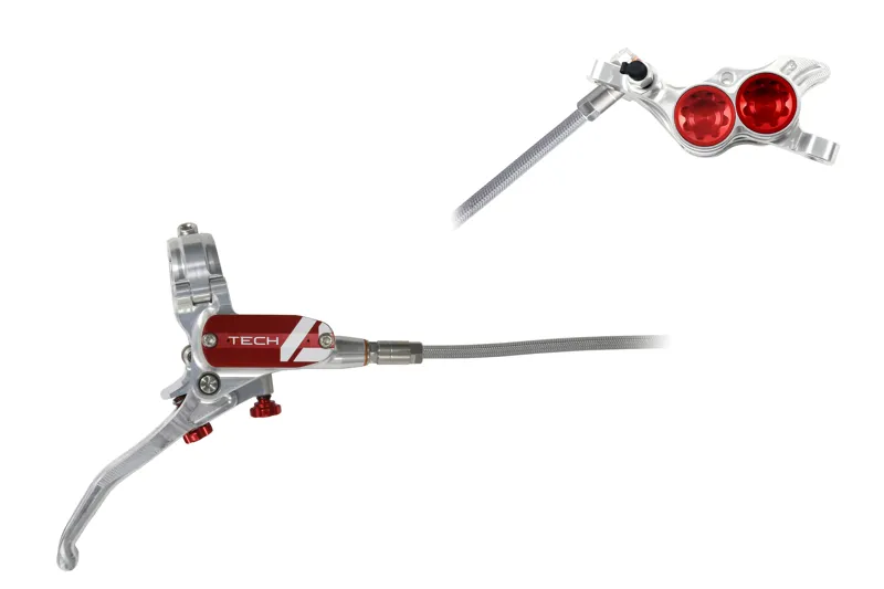 Tech 4 E4 - No Rotor-Silver/Red- BRAIDED-1